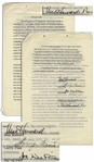 Release of Claims Between Shemp Howards Widow & The Three Stooges -- Twice-Signed by Moe Howard, & Also Signed by Larry Fine & Joe DeRita in 1960 -- 2pp. Measures 8.5 x 13 -- Very Good Condition